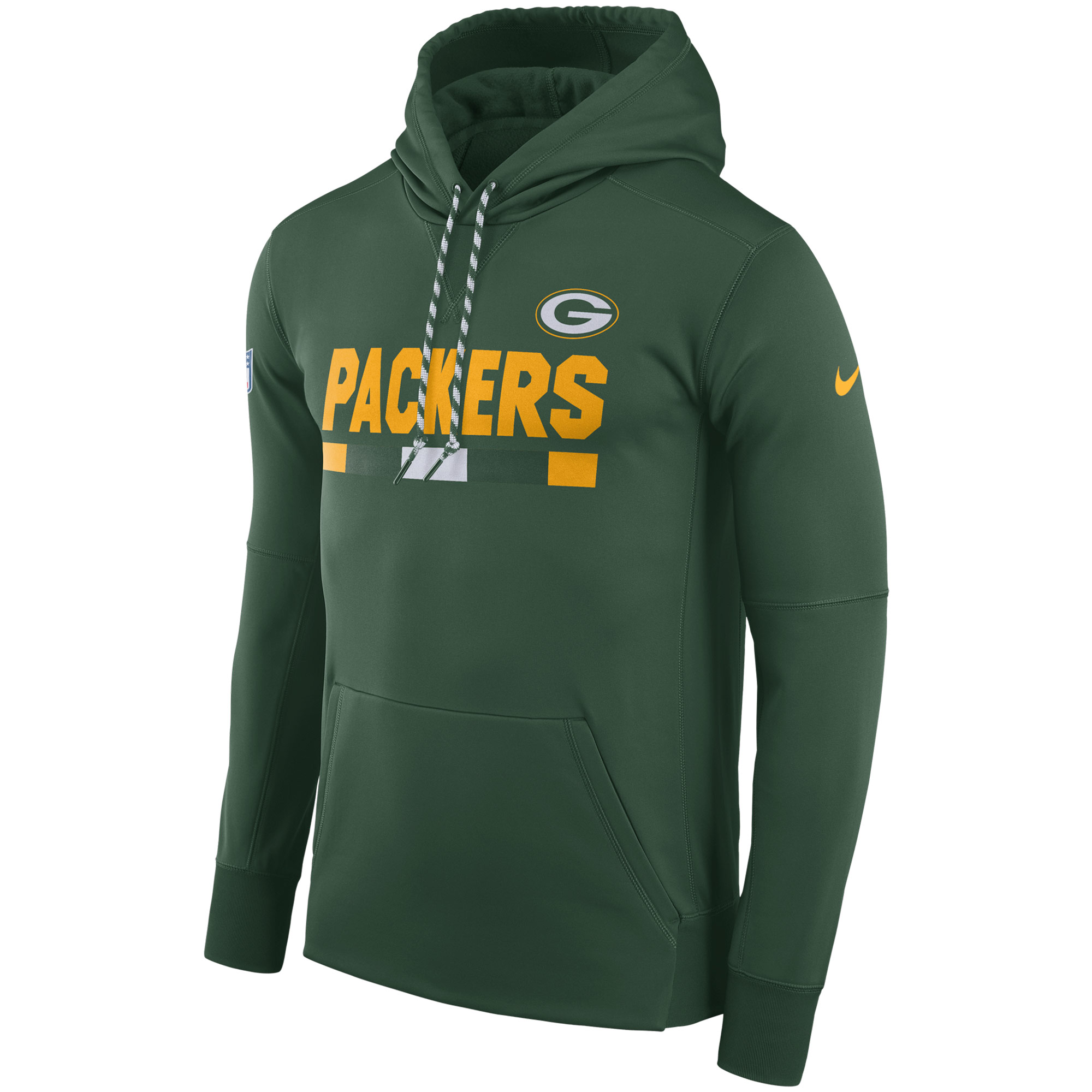 NFL Men Green Bay Packers Nike Green Sideline ThermaFit Performance PO Hoodie